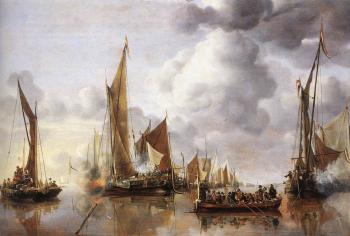Jan Van De Capelle : The State Barge Saluted by the Home Fleet